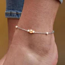 MINUTIAE Silver-Plated Artificial Stones and Beads Anklet-picture-0