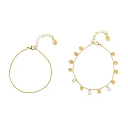 Accessorize Set of 2 Gold Plated Artificial Stones and Beads Anklet image 5