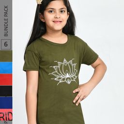 BAESD Girls Pack Of 6 Graphic Printed Cotton T-shirt-picture-6