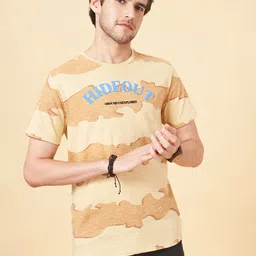 Urban Ranger by pantaloons Printed Slim Fit Pure Cotton T-shirt-image-82