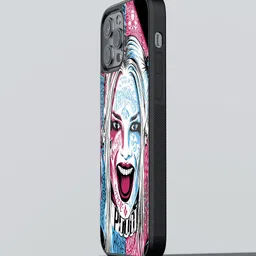 Macmerise White Wicked Harley Quinn Printed iPhone 13 Pro Glass Back Case-picture-21