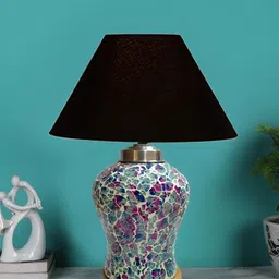 Devansh Black Glass Traditional Frusturical Shaped Table Lamp-10