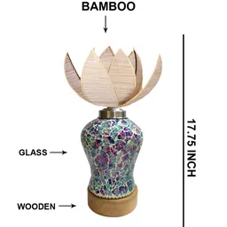 Devansh Beige Textured Glass Traditional Abstract Shaped Table Lamp image 2
