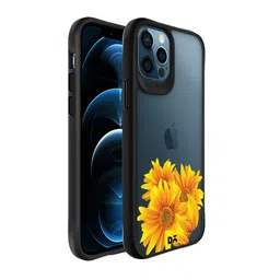 DailyObjects Deep Blue & Yellow Printed Clear Bright Sunflowers Black Hybrid iPhone 12 Pro Max Phone Case-13
