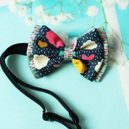 Tossido Girls Blue & Pink Printed Layered Bow With Adjustable Elastic Hairband-10
