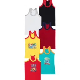 CAREPLUS Boys Pack Of 6 Printed Pure Cotton Comfortable Basic Vests-4