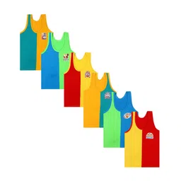 CAREPLUS Infant Boys Pack Of 6 Colourblocked Pure Super Combed Cotton Basic Vest-6