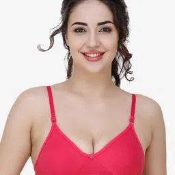 Docare Pink Solid Cotton Non Padded Seamless  Bra-picture-16