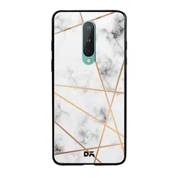 DailyObjects Grey & White Marble Lines OnePlus 8 Glass Case-13