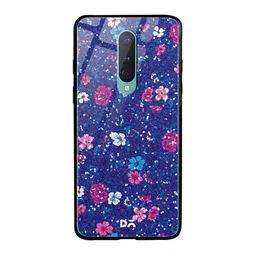 DailyObjects Blue & Pink Marble Flowers Printed OnePlus 8 Glass Case-image-96