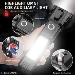 RUDON Rechargeable Torch Flashlight, Long Distance Beam, Car Rescue Torch with Hammer, Window Glass and Seat Belt Cutter, Built-in Mobile USB Fast Charger Power Bank, LED 3W Torch Light, Pack of 1 image 4