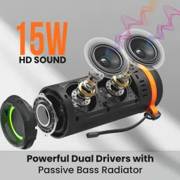 portronics Breeze 7 Wireless Bluetooth Speaker with FM, 15W Sound, RGB Lights, TWS Function, and Type-C Fast Charging for Portable Music Experience image 4