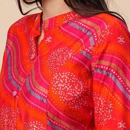 Globus Bandhani Printed Regular Kurta With Trousers & Dupatta image 2