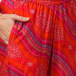 Globus Bandhani Printed Regular Kurta With Trousers & Dupatta image 3