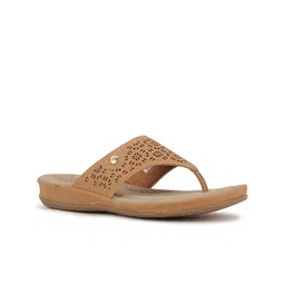 Bata Women Tan Laser Cuts Flats-94