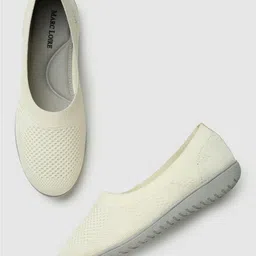 Marc Loire Women Off White Ballerinas with Laser Cuts Flats-image-61