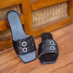 Devano Buckles Detail Open Toe Flats-2