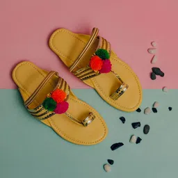 LIL PITAARA Girls Yellow Ethnic Ballerinas Flats-image-5