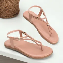 Carlton London Open Toe T-Strap Flats-18