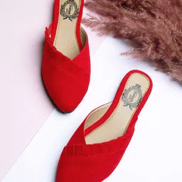 Shoetopia Girls Pointed Toe Velvet Mules-27