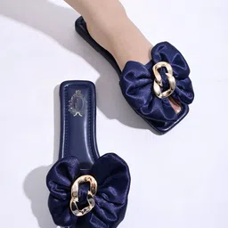 Shoetopia Girls Open Toe Flats With Embellished Bows-30