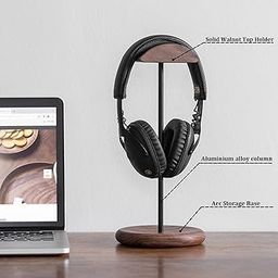 generic Solid Sheesham Wood & Iron Headset Stand, Desktop Headphone Holder, Anti-Slip Base, Storage Tray Design, Universal Compatibility for Gaming Music Office Home Use. image 5