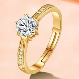 MYKI Gold-Plated CZ-Studded Adjustable Finger Ring-image-47