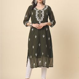 VAIRAGEE Ethnic Motifs Embroidered Flared Sleeves Gotta Patti Georgette Kurta-image-40