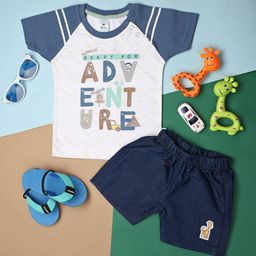 V-Mart Unisex Kids Printed Short Sleeves Round Neck Pure Cotton T-shirt with Shorts-image-30