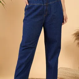 CURVY STREET Women Plus Size Pure Cotton Wide Leg Jeans-image-20