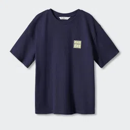 Mango Kids Boys Pure Cotton Printed Back Drop-Shoulder Sleeves Applique T-shirt-image-81