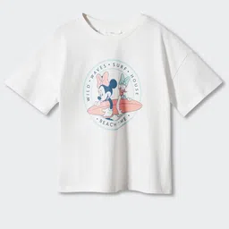 Mango Kids Girls Pure Cotton Minnie Mouse Printed Drop-Shoulder Sleeves T-shirt-image-56