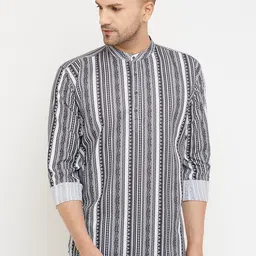 Armaan Ethnic Men Black & White Printed Cotton Kurta-image-16