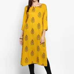 KALINI Women Yellow Floral Printed Kurta-image-48