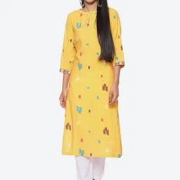 Biba Abstract Printed Keyhole Neck Kurta-3
