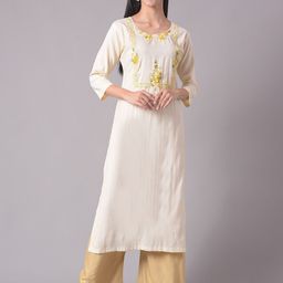 Dollar Missy Floral Embroidered Sequin Round Neck Straight Kurta-image-27