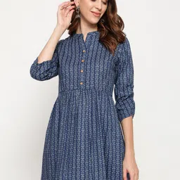 antaran Women Blue Geometric Printed Kurta-image-9