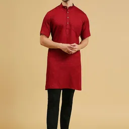 RAJUBHAI HARGOVINDAS Geometric Woven Design Pure Cotton Straight Kurta-picture-21
