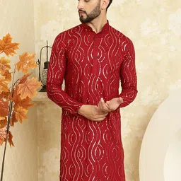 SOJANYA Embellished Pure Cotton Mandarin Collar Straight Kurta-picture-45