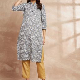 all about you Floral Printed Straight Pure Cotton Kurta-30