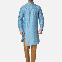 ROYAL KURTA Ethnic Motifs Woven Design Asymmetric Jacquard Kurta-image-91