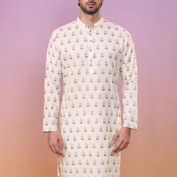 KISAH Ethnic Motifs Printed Mandarin Collar Pure Cotton Kurta-image-49