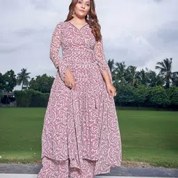 Chandbaali Paisley Printed Empire Beads and Stones Kurta with Palazzo & Dupatta-37