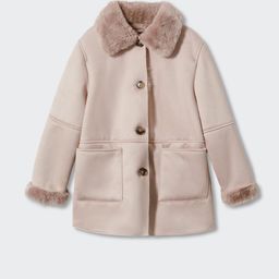 Mango Kids Girls Suede Faux Fur Longline Overcoat-picture-5