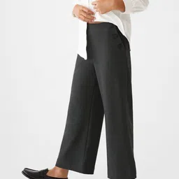 Mango Kids Girls Grey Solid Sustainable Trousers-image-36