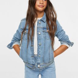 Mango Kids Girls Blue Solid Sustainable Denim Jacket-image-80
