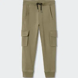 Mango Kids Boys Green Pure Cotton Joggers Sustainable-image-39