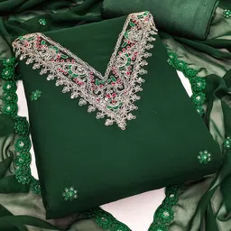 KALINI Embroidered Silk Georgette Unstitched Dress Material-image-93