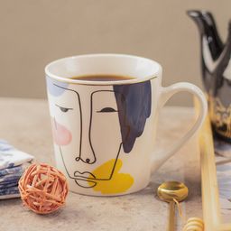 MARKET99 White & Blue Printed Ceramic Glossy Mug - 450 ML-3
