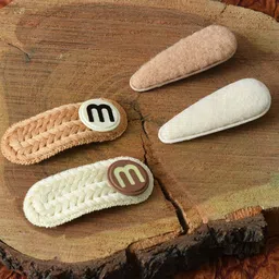 FUNKRAFTS Girls Set of 4 Beige & Off White Tic Tac Hair Clip-image-12